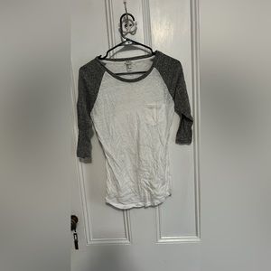 Gray and white baseball tee